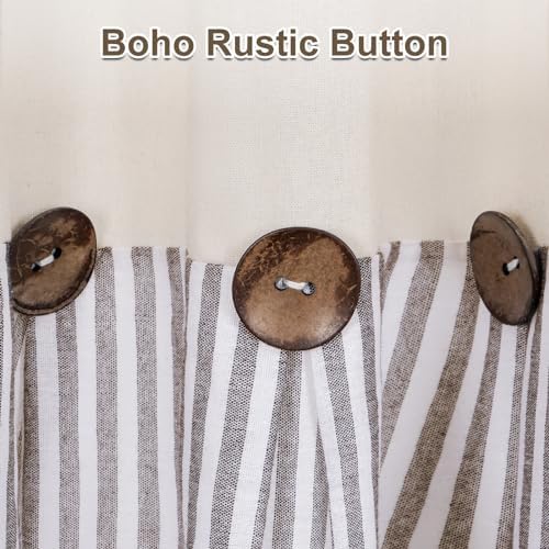 ASPMIZ Cotton Linen Farmhouse Curtains Boho Rustic Button Panel, Country Window - Image 3
