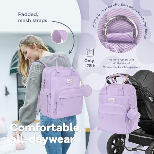 RUVALINO Diaper Bag Backpack, Large Capacity, Waterproof, Taro Purple - Image 6