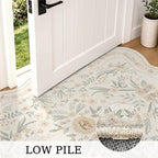 Scalloped Floral Rug 8x10, Neutral Beige Washable Non Slip Large Area Rug - Image 6