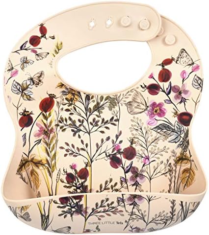 Three Little Tots Modern Silicone Baby Bib – Adjustable Fit Waterproof Catch by ThreeLittleTots