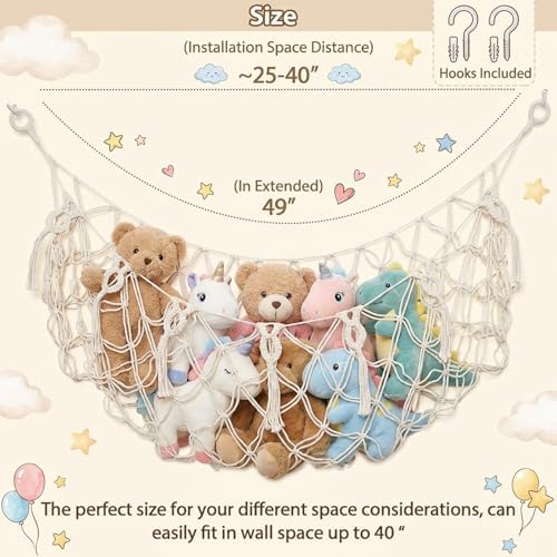 Stuffed Animal Net or Hammock for Flat Wall Mounted Handmade Macrame Toy - Image 4