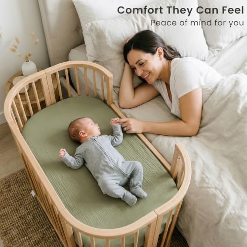 Konssy Muslin Bassinet Sheets for Baby Boys and Girls, 2 Pack - Image 2