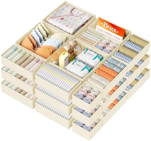 DIMJ Drawer Organizer Clothes, 21 Pack Dresser Organizer, Foldable Closet by DiMJ