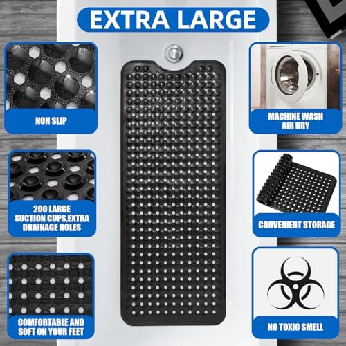 MOONFLY Shower and Bathtub Mat, 40x16 Inches, Extra Long Non Slip Mats - Image 3