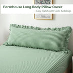 Green White Gingham Ruffle Body Pillow Cover 20"x54" - Image 3