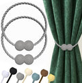 Hion Magnetic Curtain Tiebacks Grey 2pcs, Curtain Holdbacks Hooks Holders by Hion