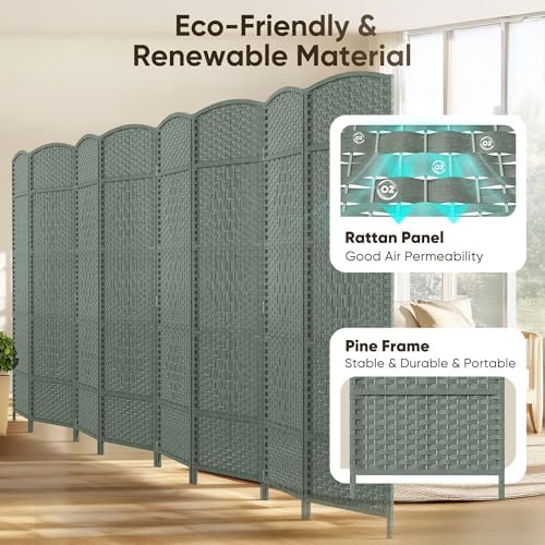 JOSTYLE 8 Panel Room Divider, Privacy Screen & Room Separation, Extra Wide - Image 3