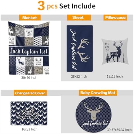 Custom Deer Crib Bedding Set for Boys Gifts Woodland Design Color03 - Image 6