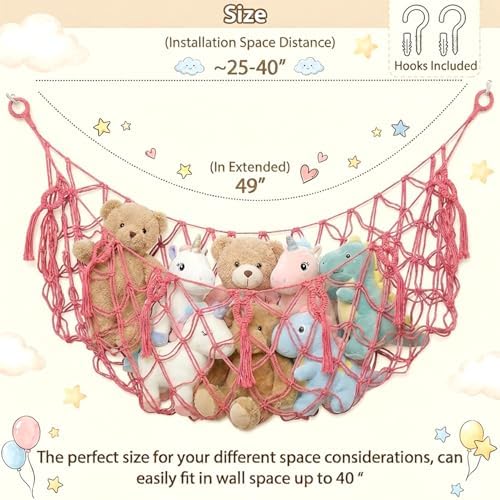 Stuffed Animal Net or Hammock for Flat Wall Mounted Handmade Macrame Toy - Image 2
