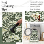 BILEEHOME Olive Green Sketch Floral Rug 4x6 Non Slip Small Rugs - Image 5