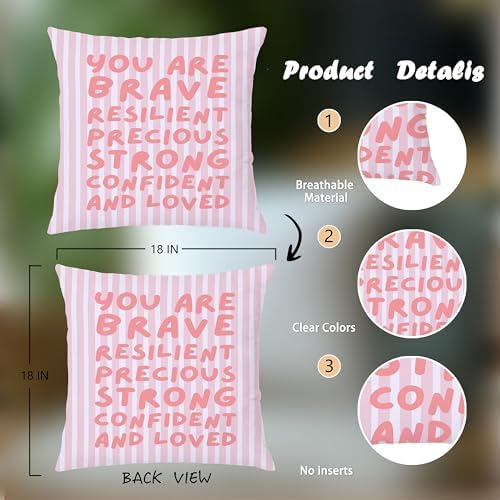You are Affirmation Pink Striped Pillow Cover 18x18, Nursery Inspirational - Image 2