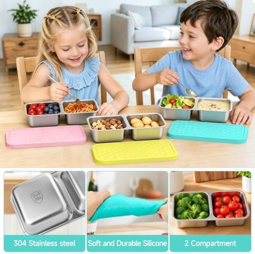 SOPHICO Stainless Steel 2 compartments 15oz Snack Containers - Image 6