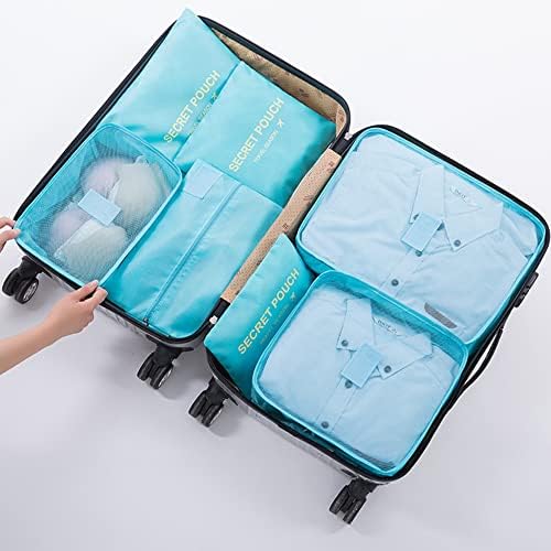 7 Set Packing Cubes, Travel Foldable Luggage Organizers Storage Bag Accessories by Fxkoolr