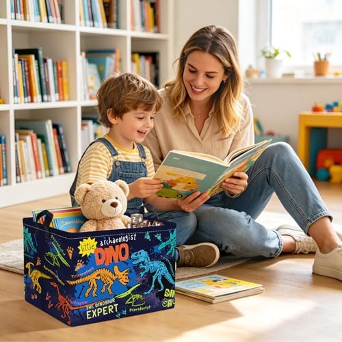Clastyle Large Boho Dinosaur Pterosaur Boy Book Toy Storage Basket Dino Palm - Image 4