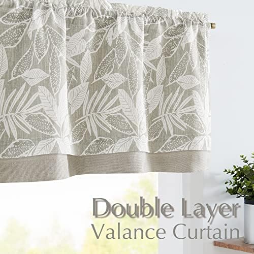 Vangao Floral Valances for Windows Leaf Grey W50 X 16L 1 Panel - Image 7