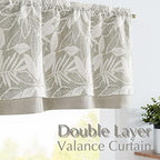 Vangao Floral Valances for Windows Leaf Grey W50 X 16L 1 Panel - Image 7