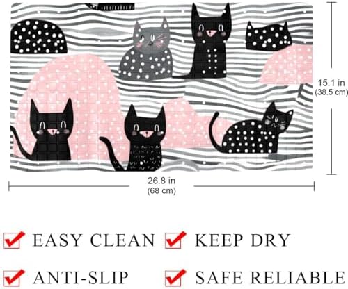 Bathtub Mat Non Slip 26.8x15.1 Inch, Polka Dot Cats Shower Mat - Image 4