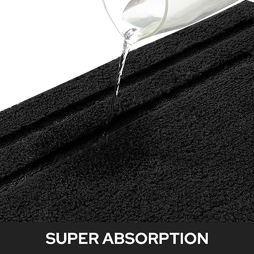 HOMEIDEAS Bathroom Rugs Sets 2 Piece, Super Soft Non Slip Bath Mat Black - Image 4