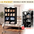 4 Tier Hanging Closet Organizer, 12 Compartments Dual Row Storage - Image 4