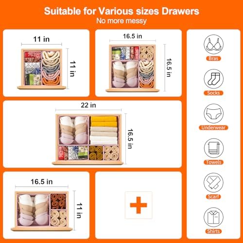 Stero 6 Pack Drawer Organizers for Clothing, Dresser Drawer Organizer Clothes - Image 7