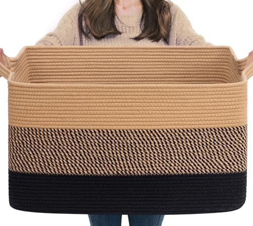Goodpick 75L Large Woven Blanket Basket by Goodpick
