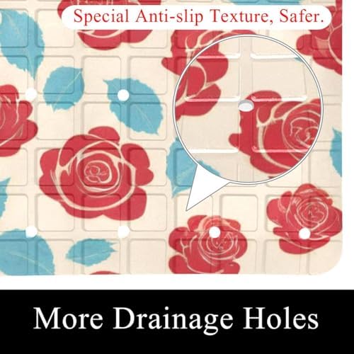 Shower Mat Non Slip, Rose Leaves Anti Slip Bath Mat - Image 2