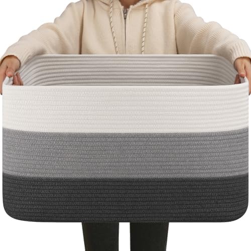 OIAHOMY Blanket Basket Laundry Basket Dog Toy Basket 75L Dark Grey by MasterofSpaceOptimization