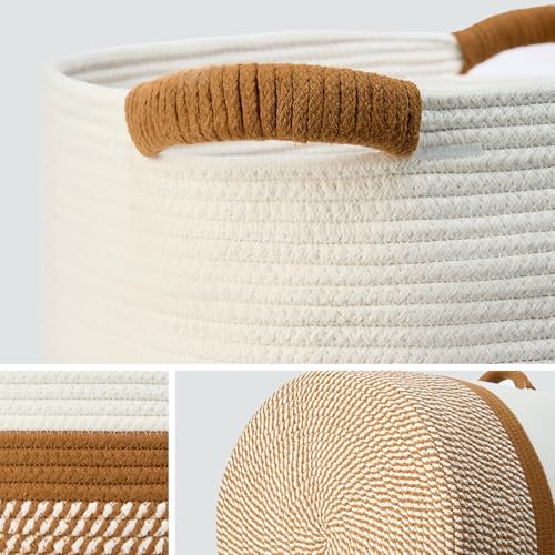 Blanket Basket for Living Room, Woven Rope Storage Basket - Image 4