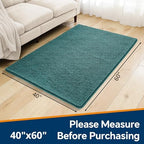 Chenille Bathroom Rug 40"x60" Teal, Large Plush Bath Mat - Image 2