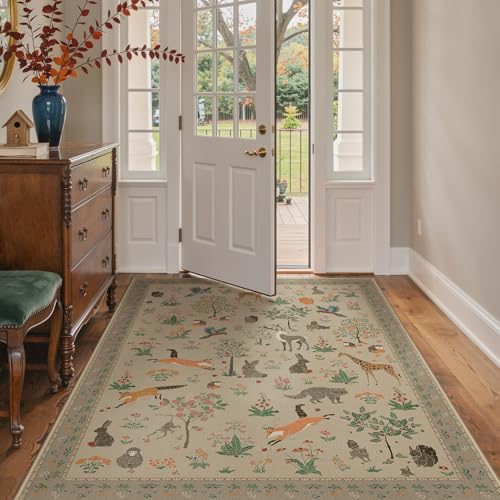 BESBLEE 5X7 Area Rug for Bedroom, Washable Animal Non Slip - Image 3