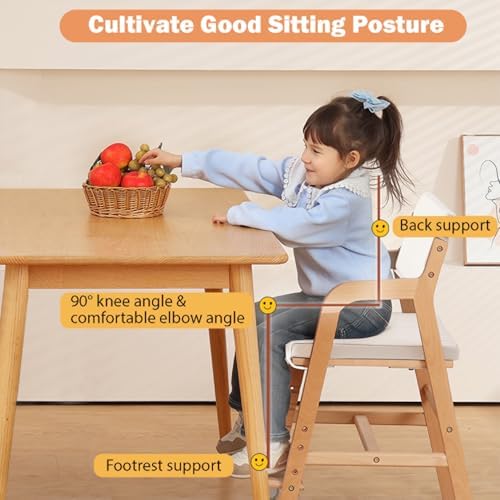 Swegrow Wooden High Chair with 2 Wheels, Adjustable Seat - Image 7
