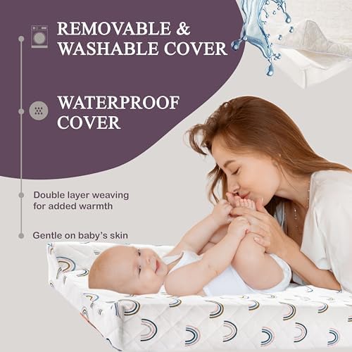 Organic Cotton Covered Contoured Baby Changing Pad | Waterproof Foam Mattress - Image 4