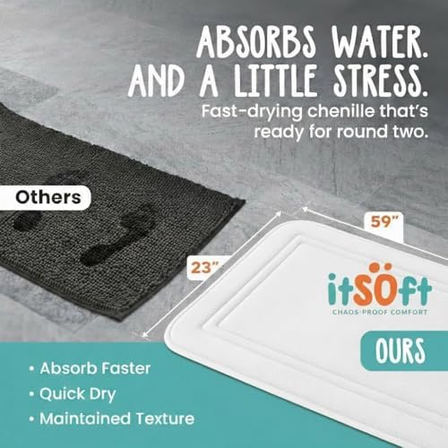 ITSOFT Memory Foam Bath Mat 59x23, Non Slip, Machine Washable, Quick Dry & - Image 3