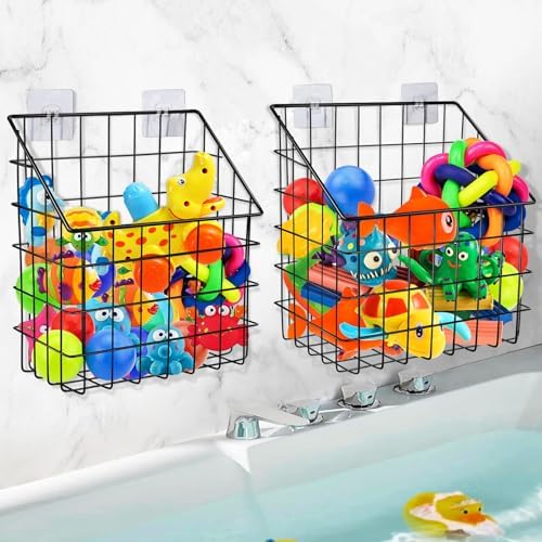 Greentainer 2 Pack Bath Toy Storage Organizer, Large Rustproof Metal Wire Basket by Greentainer