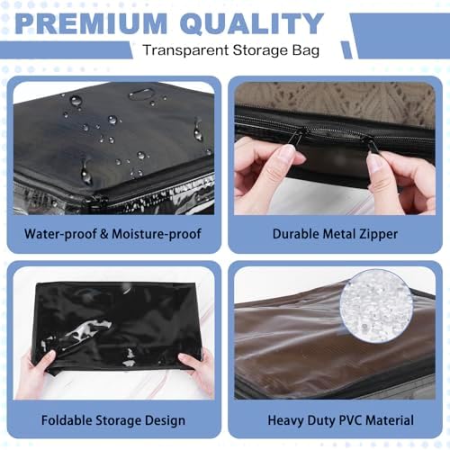 Clear Zippered Plastic Clothes Storage Bags, 6 Pack - Image 3