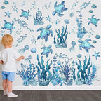 31.5x28.74 Inch Watercolor Ocean Wall Decals by clothmile