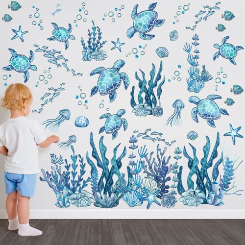 31.5x28.74 Inch Watercolor Ocean Wall Decals by clothmile