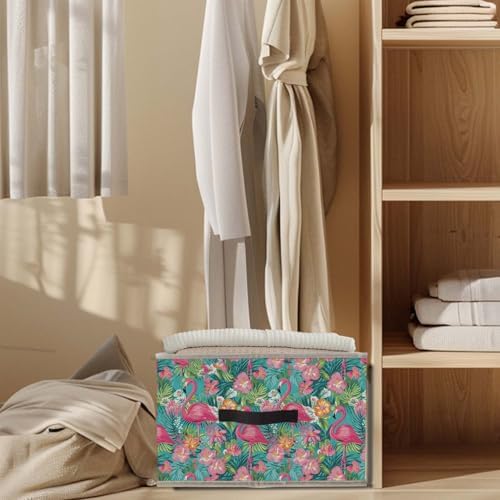Pink Floral Flamingo Storage Bins Basket, Flamingo Gifts - Image 3