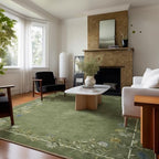 5x7 Area Rugs for Living Room: Washable Bedroom Rug Non Slip Floral Carpet by palohom