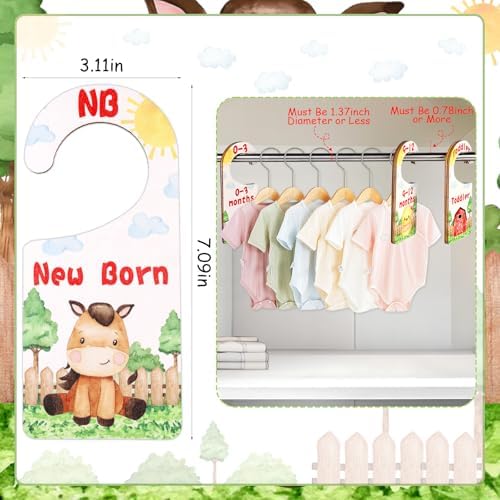 Baby Closet Dividers 8PCS, Farm Animal Theme Wooden Double-Sided Clothes Size - Image 6