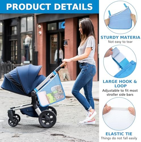 Accmor Universal Stroller Organizer, Side Sling Stroller Organizer, Mesh Cargo - Image 3