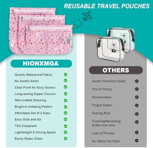HIONXMGA Set of 3 Clear Travel Toiletry Bag, TSA Approved, Quart Size S/M/L - Image 6