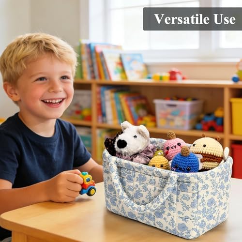 Small Storage Basket Organizer, Mini Fabric Floral Storage Baskets - Image 2