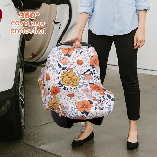 Rquite 4-in-1 Baby Car Seat Canopy, Stretchy Nursing Breastfeeding Cover - Image 6