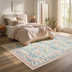 Joydeco Pink Area Rugs 8x10 for Living Room, Washable Cute Boho Floral Kids - Image 4