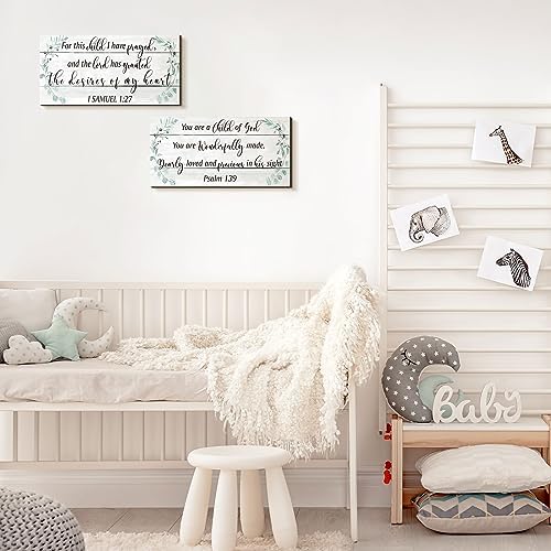 Yookeer 2 Pcs Nursery Wall Art Wooden Baby Room Wall Decor This Child I Have - Image 5