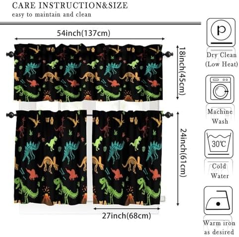 Dinosaur Valance Curtain for Boys Kids Nursery Playroom Room Decor Cartoon Dino - Image 5
