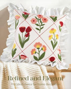 Embroidered Throw Pillow Cover, 18x18 Inch, Ruffle Floral - Image 5