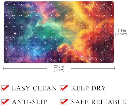 Shower Mat Non Slip 26.8 x 15.1 Inches, Galaxy Colorful Bathtub Mat Shower - Image 4