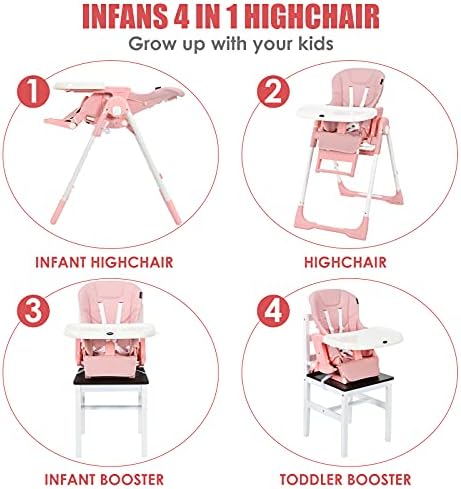 INFANS 4 in 1 High Chair–Booster Seat, Convertible Highchair w/Adjustable - Image 2
